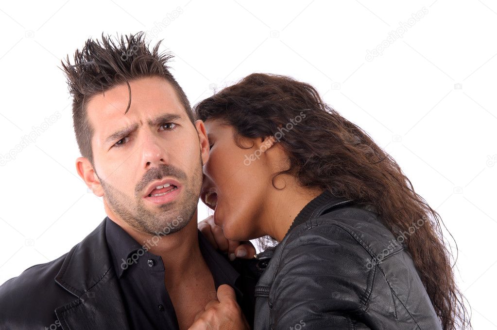 Woman bite on man