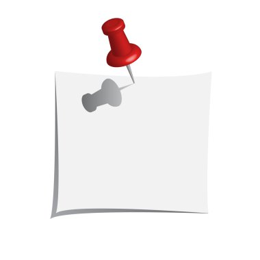 Note paper with push pin clipart