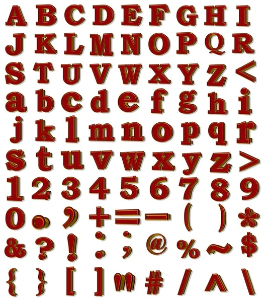 Τρισδιάστατη raster αλφάβητο, αριθμούς, σημεία — Φωτογραφία Αρχείου