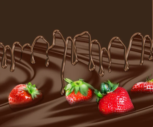 Aardbei in chocolade — Stockfoto