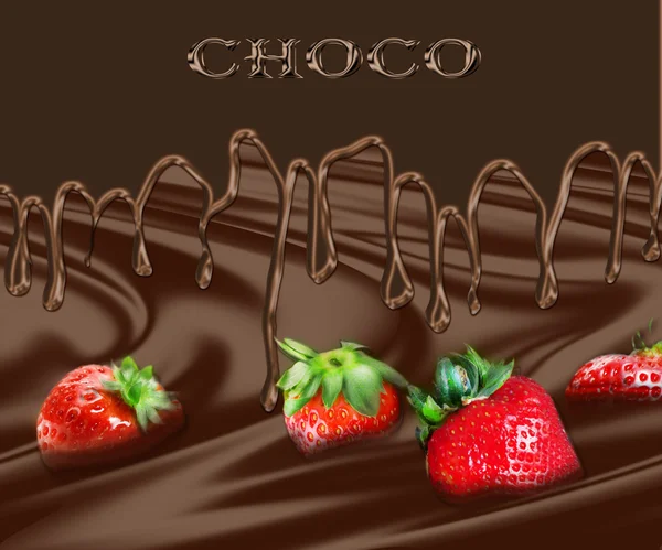 Aardbei in chocolade — Stockfoto