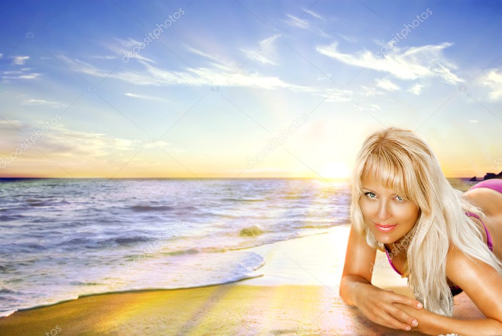 Happy Woman on a Beach