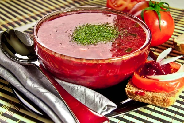 Russian cuisine soup — Stock Photo, Image