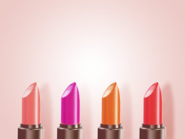 Lipsticks on the rose background clipart