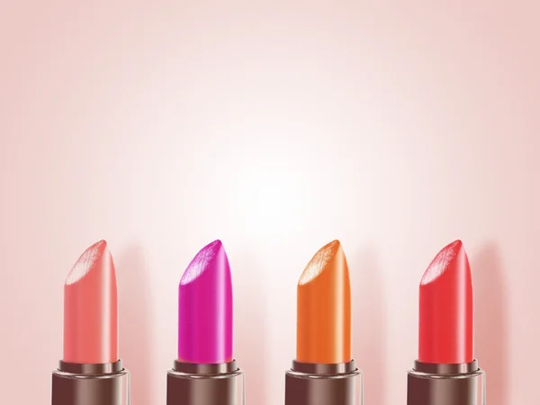 Lipsticks on the rose background — Stock Photo, Image