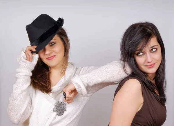 stock image Portrait of two young women