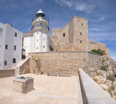 The castle and lighthouse of Peniscola (Spain) clipart