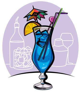 Blue lagoon cocktail clipart