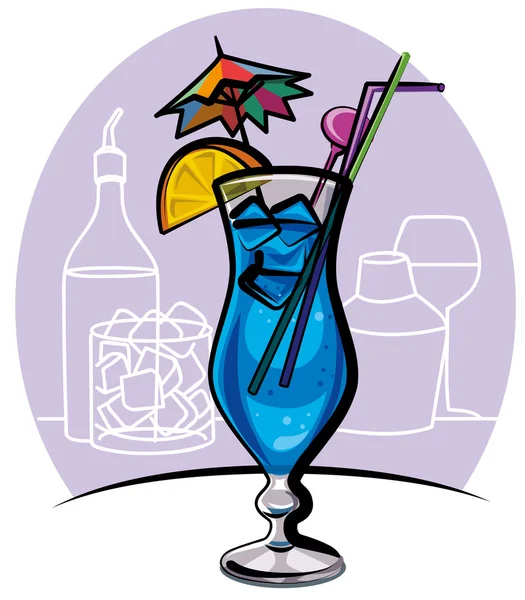 Cocktail Blue Lagoon — Image vectorielle