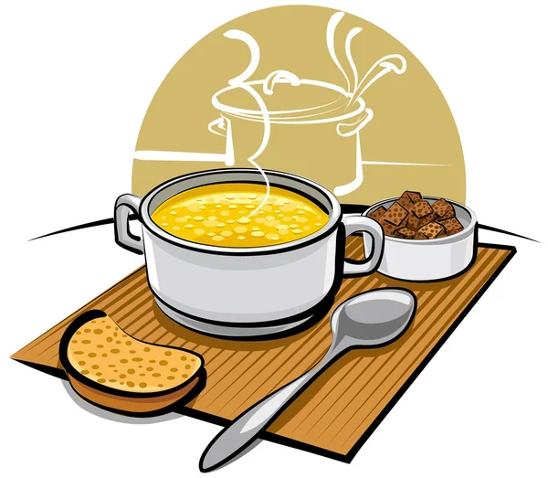 Курячий суп і грінки — стоковий вектор