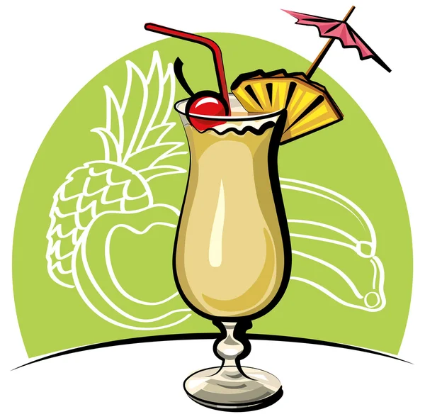 Cocktail pina colada — Stock Vector