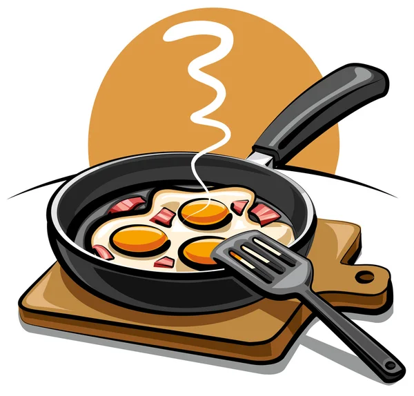 Telur goreng dengan bacon - Stok Vektor