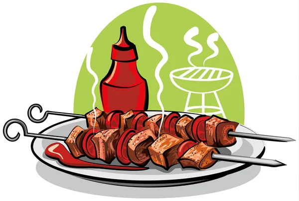 Grilled meat — Stock Vector
