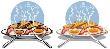 Fried eggs with bacon clipart