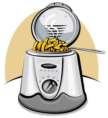 Deep fryer and chips clipart