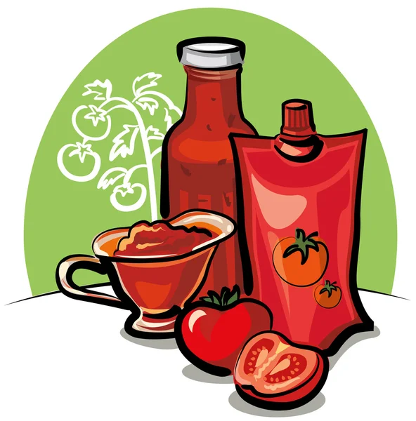 Salsa di pomodoro e ketchup — Vettoriale Stock