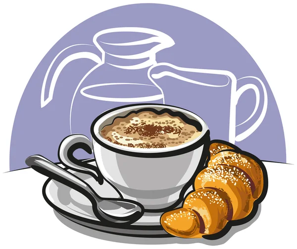 Cappuccino com Croissant — Vetor de Stock