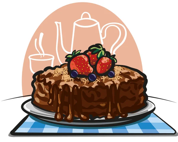 Csokoládé torta szamóca — Stock Vector