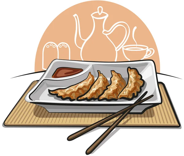 中国煎的饺子 — 图库矢量图片