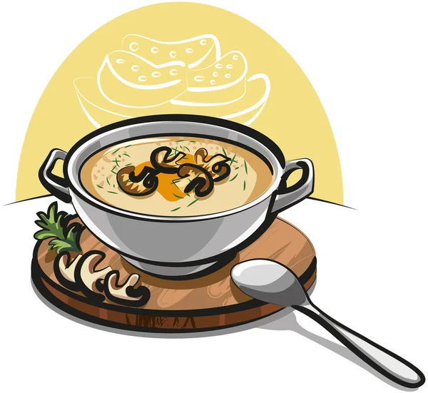 Грибной суп — стоковый вектор