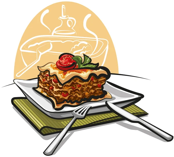 Frisch gebackene Lasagne — Stockvektor