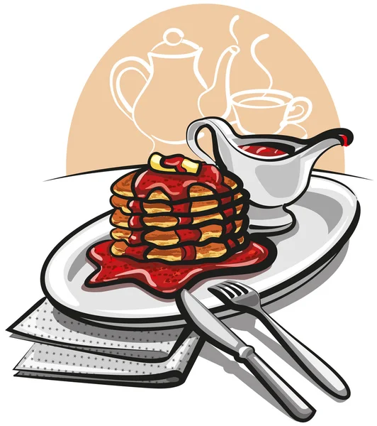 Pancakes with syrup — Stock Vector
