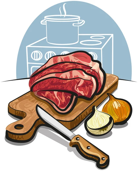 Carne fresca cruda — Vettoriale Stock