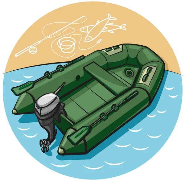 Opblaasbare rubberboot dobbert — Stockvector