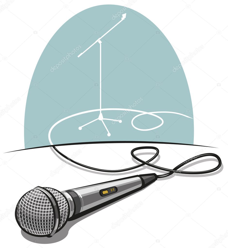 Icono de micrófono de podcast. Performance,: vector de stock