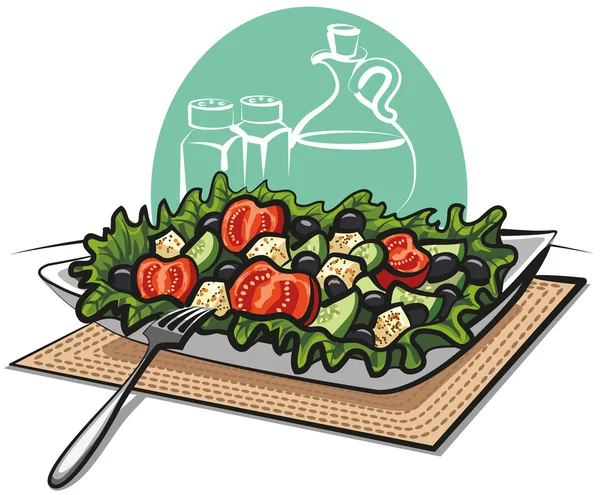 希腊新鲜蔬菜沙拉 — 图库矢量图片