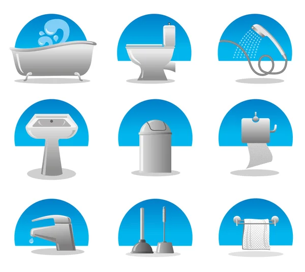 Badkamer en toilet pictogrammenset voor websites — Stockvector