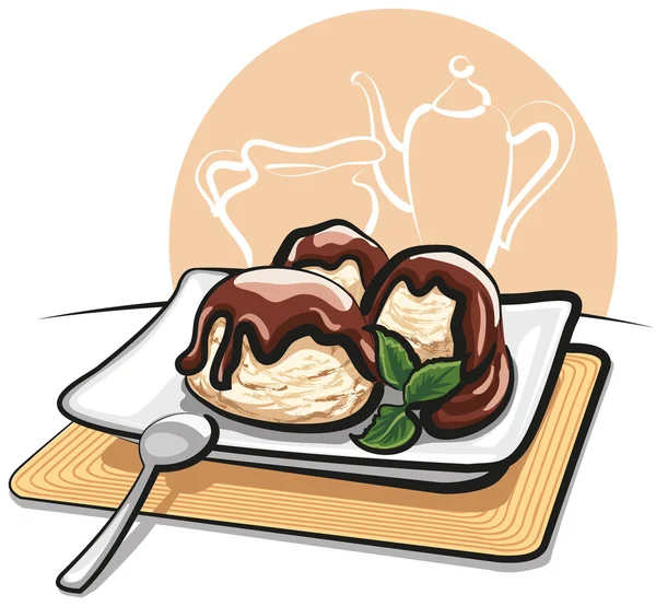 Helado con chocolate — Vector de stock