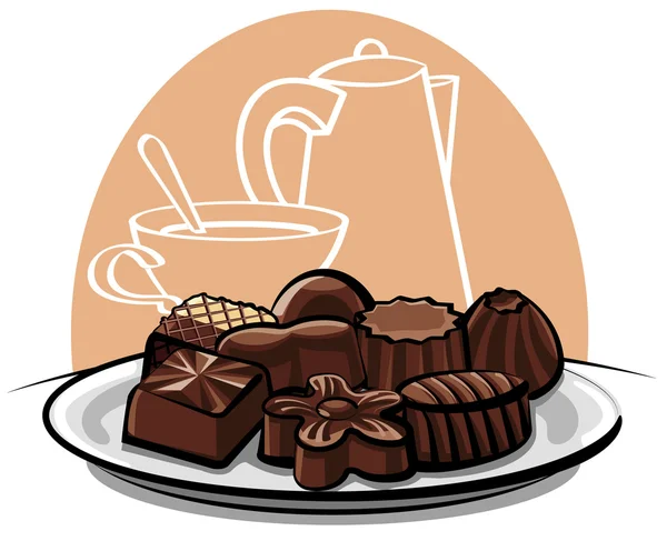 Dolci al cioccolato assortiti — Vettoriale Stock