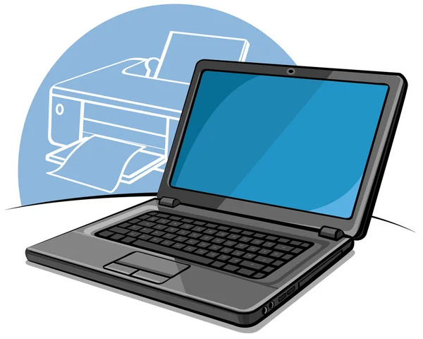 Ordenador portátil, ordenador moderno — Vector de stock