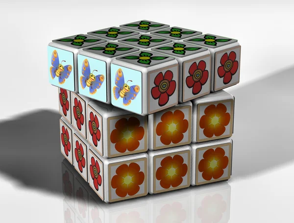 stock image Cube of Rubik. Flowers