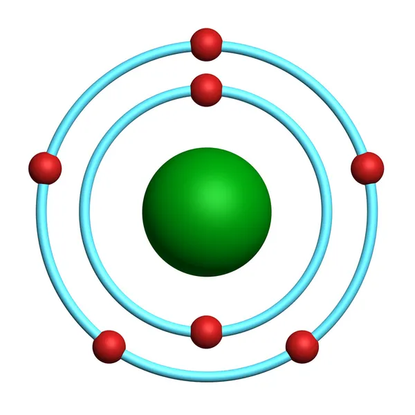 Átomo de nitrogênio sobre fundo branco — Fotografia de Stock