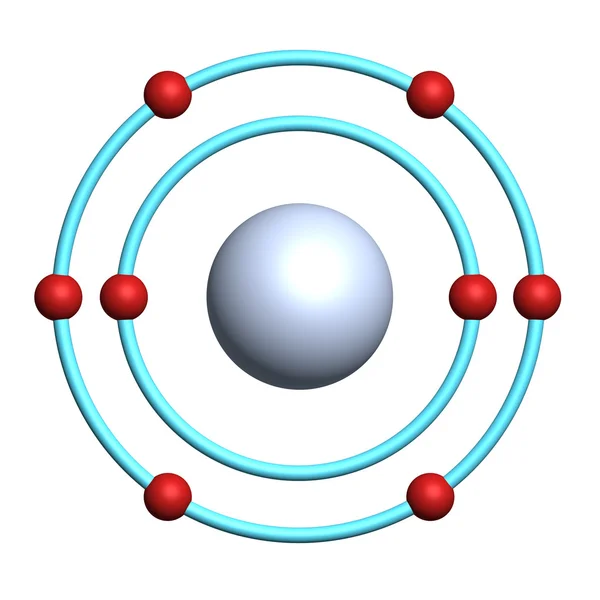 Átomo de oxigénio sobre fundo branco — Fotografia de Stock