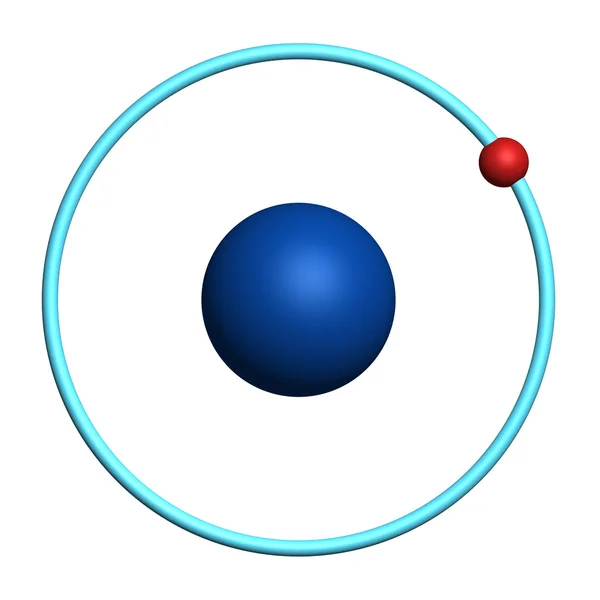 Atom wodoru na białym tle — Zdjęcie stockowe