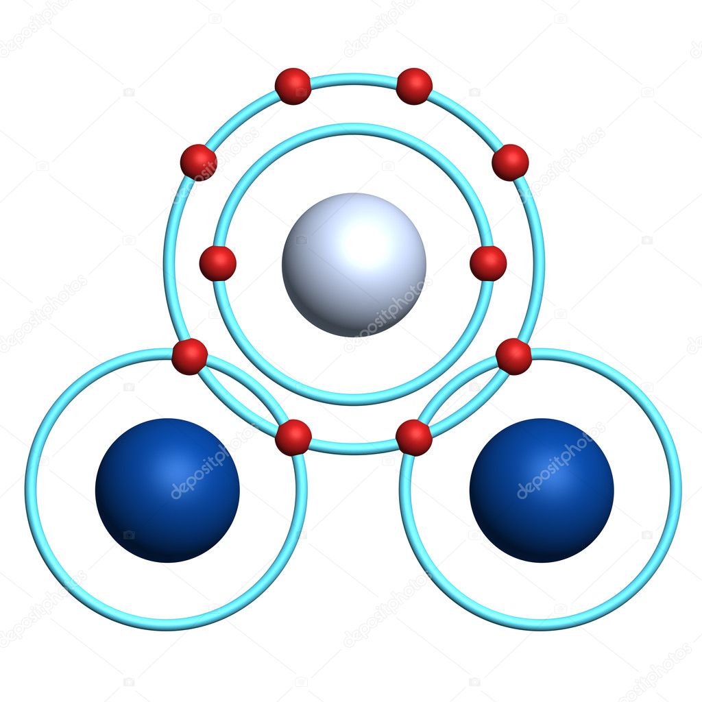 Water molecule on white background