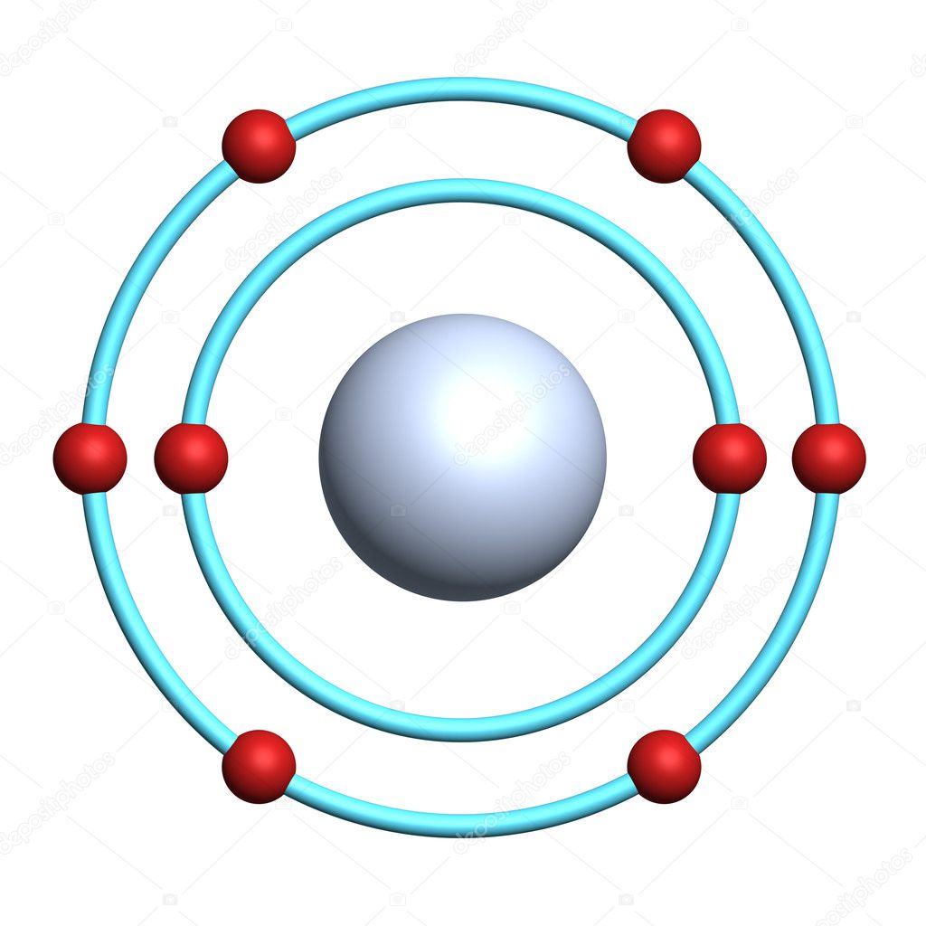 Oxygen atom on white background
