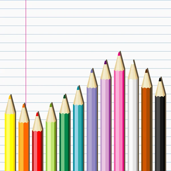 A notebook lapon ceruzák — Stock Vector
