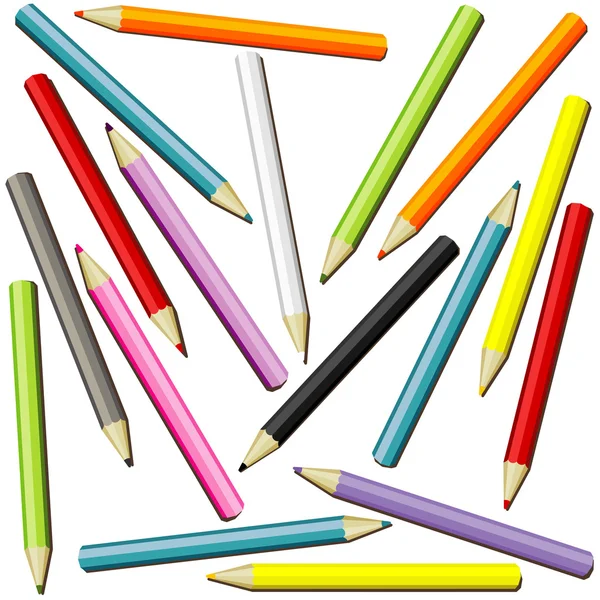 Pencils in many colors — Stock Vector
