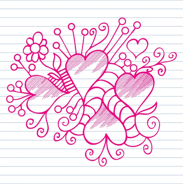 Valentine drawing on the notebook — Stock Vector