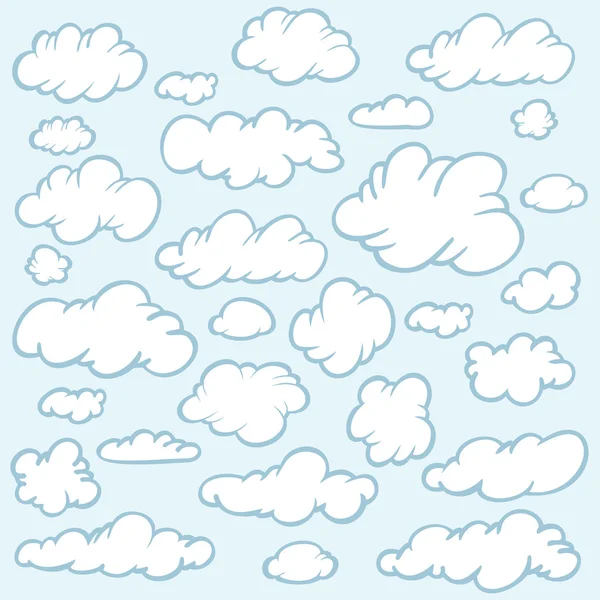 蓝色背景上的云 — 图库矢量图片