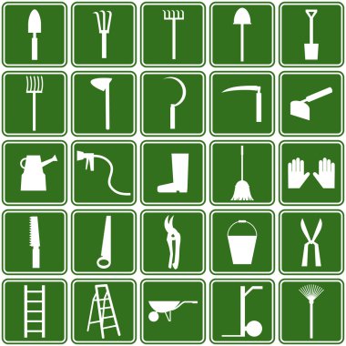 Garden tools icons clipart