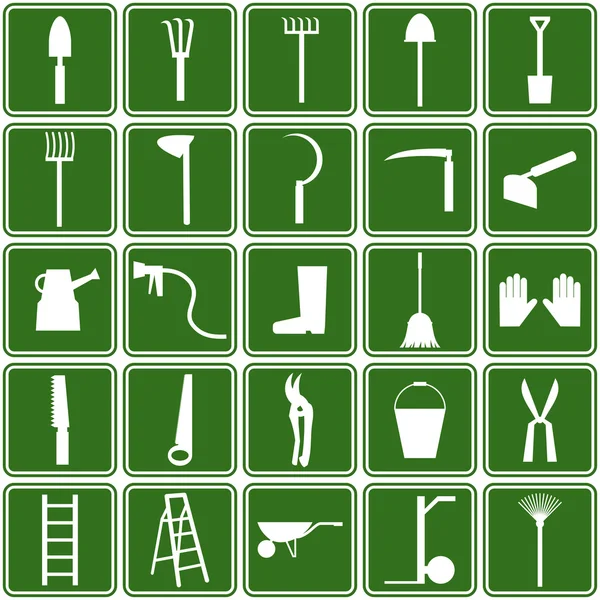 Iconos herramientas de jardín — Vector de stock