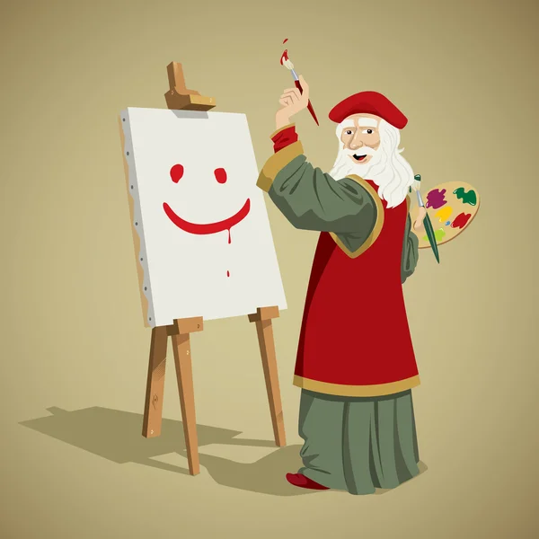 Leonardo da vinci painting a smile — Stock Photo, Image