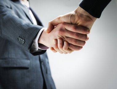 Two businessmen shaking hands. clipart