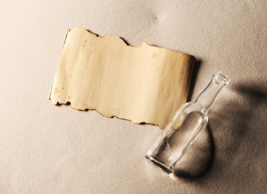 Message in a bottle. The paper is blank to put whatever message clipart