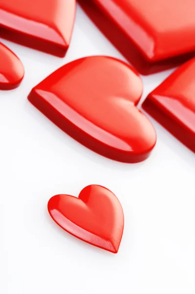 Corações vermelhos no fundo branco — Fotografia de Stock